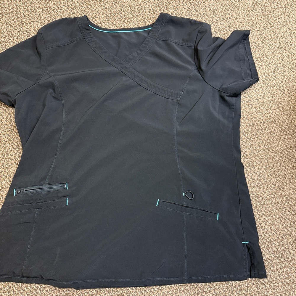 Women's Black V-Neck‎ Scrub Top Xl